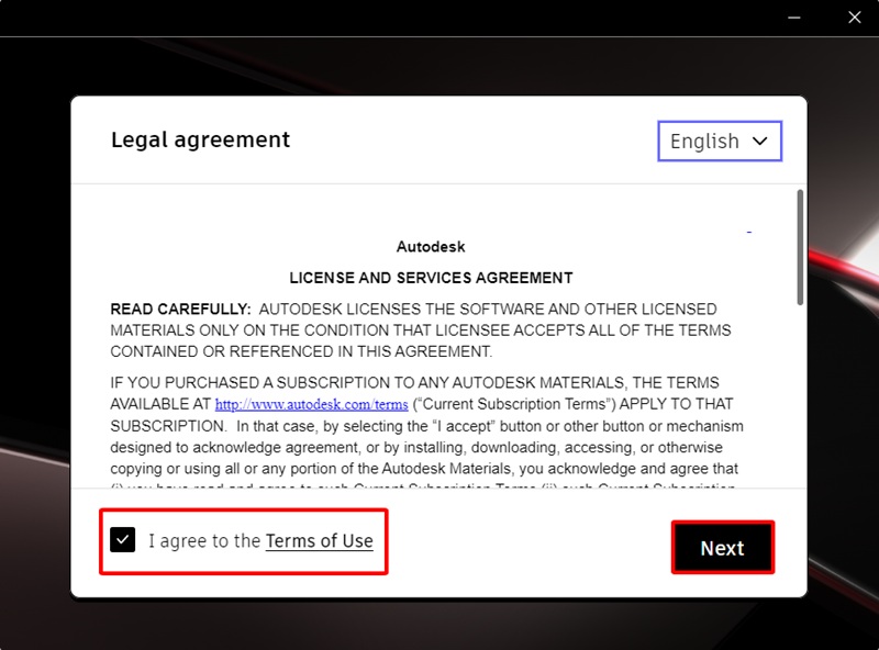 Đồng ý với điều khoản AutoCAD 2024 rồi bấm Next Đồng ý với điều khoản AutoCAD 2024 rồi bấm Next