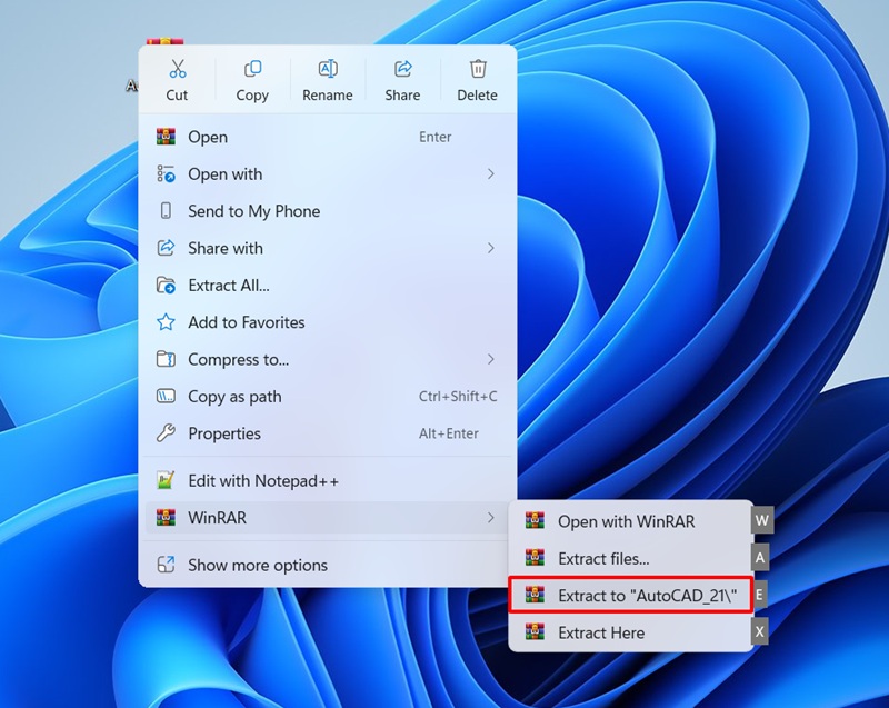 Giải nén Autocad 2021