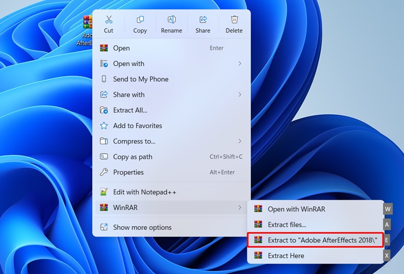 Giải nén file After Effects 2018 Giải nén file After Effects 2018