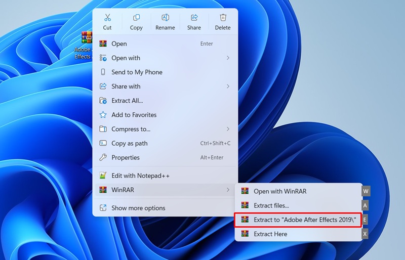 Giải nén file After Effects 2019 Giải nén file After Effects 2019