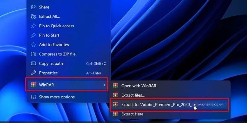Giải nén phần mềm Adobe Premiere Pro CC 2020