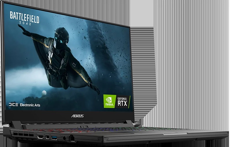 Màn hình 15.6 inch FHD 240Hz mang đến trải nghiệm chơi game sống động Gigabyte AORUS 5 với CPU i7 12700H và card RTX 3060, hiệu năng mạnh mẽ