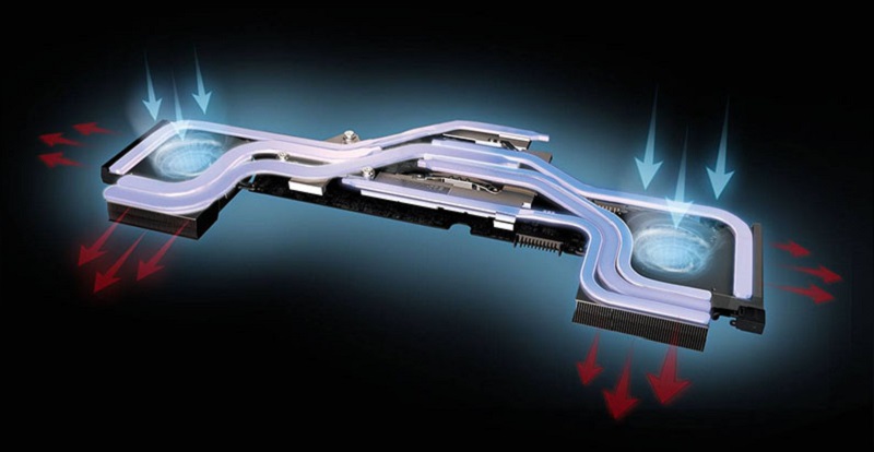 Hệ thống tản nhiệt MSI với quạt và ống dẫn nhiệt giúp máy duy trì hiệu suất mát mẻ MSI trang bị hệ thống tản nhiệt Cooler Boost giúp máy luôn mát mẻ
