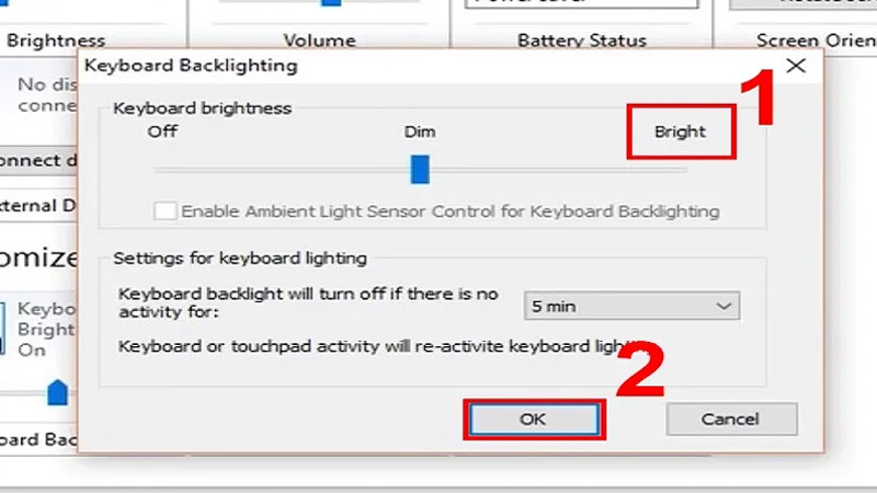 Bấm vào biểu tượng Keyboard Backlighting