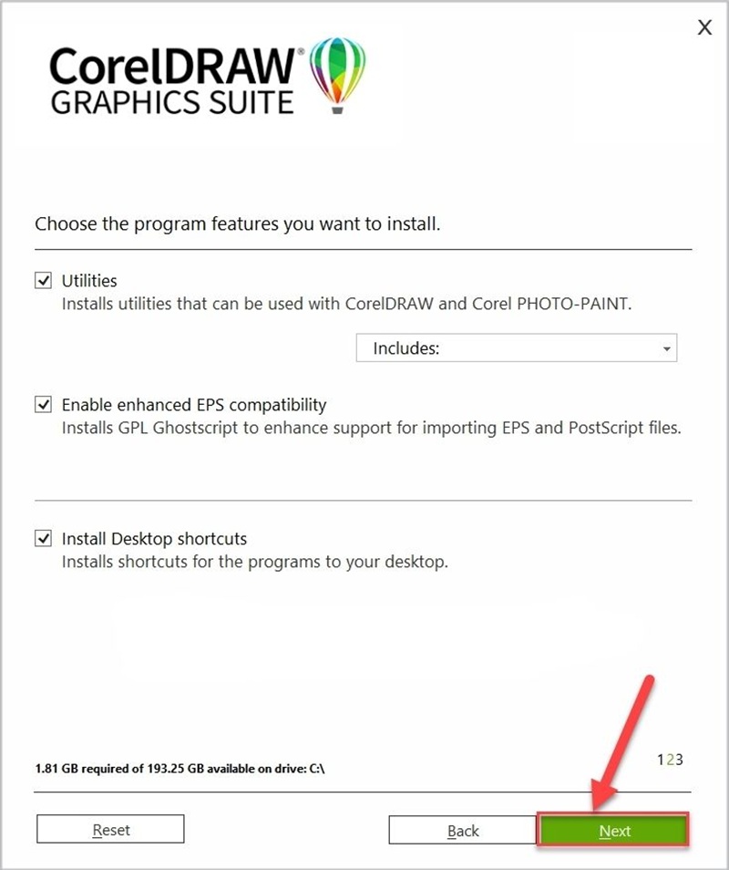Nhấn “Next” để xác nhận cài đặt Nhấn “Next”