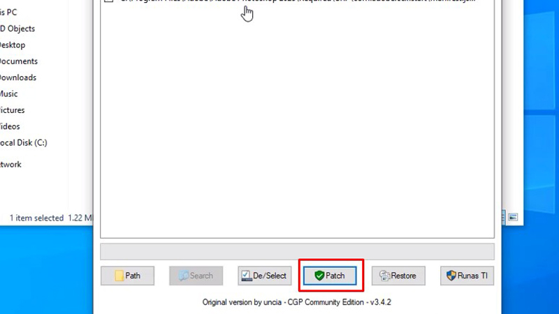 Chọn vào mục Patch