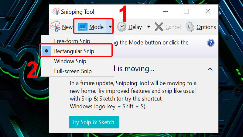 Chọn vào phần Mode 