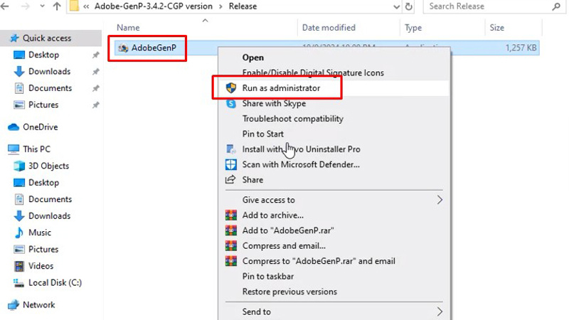 Chạy file AdobeGenP