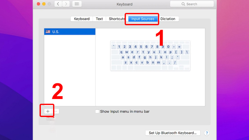 Nhấp vào dấu “+” ở góc dưới bên trái để thêm phương thức nhập