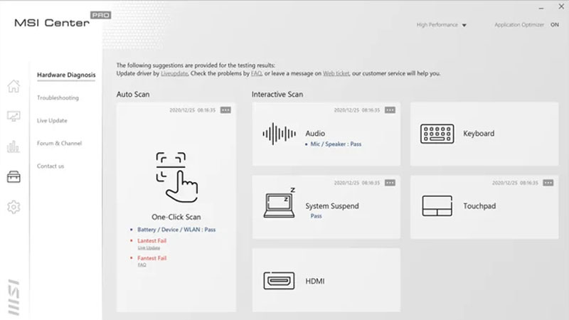 Sử dụng MSI center pro để làm mát máy