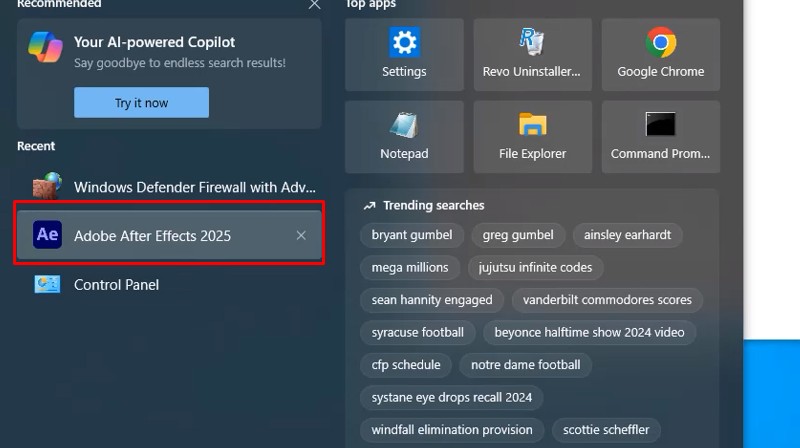 Khởi chạy phần mềm Adobe After Effects 2025 đã cài Khởi chạy phần mềm Adobe After Effects 2025 đã cài
