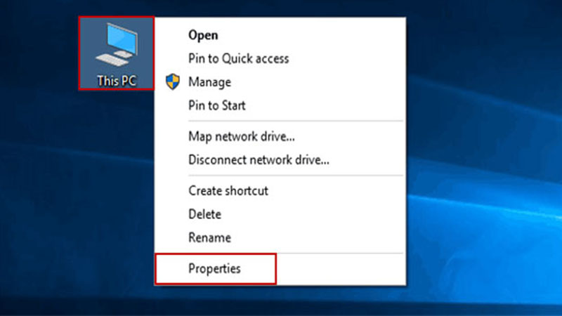 Click chuột phải vào This PC rồi chọn Properties Chọn Properties