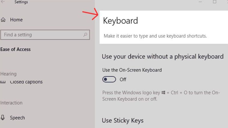 Nhấp chuột chọn mục Make the keyboard easier to use Chọn mục Make the keyboard easier to use