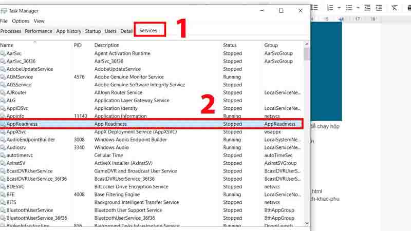 Chuyển qua tab Services chọn AppReadiness