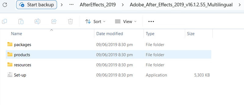 Mở thư mục After Effects 2019 vừa giải nén Mở thư mục After Effects 2019 vừa giải nén