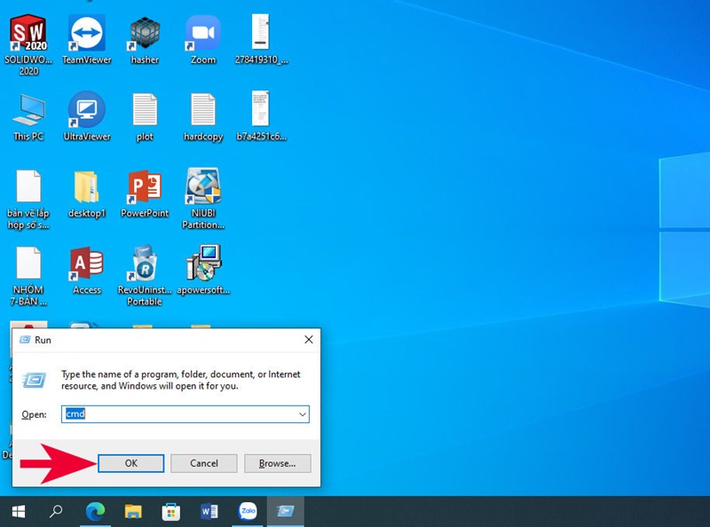Nhấn cùng lúc tổ hợp phím Windows + R để mở cửa sổ Command Prompt