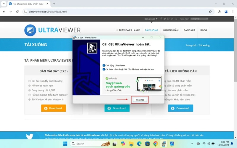 Nhấn “Finish” để đóng cửa sổ và kết thúc quá trình Nhấn “Finish” để đóng cửa sổ và kết thúc quá trình