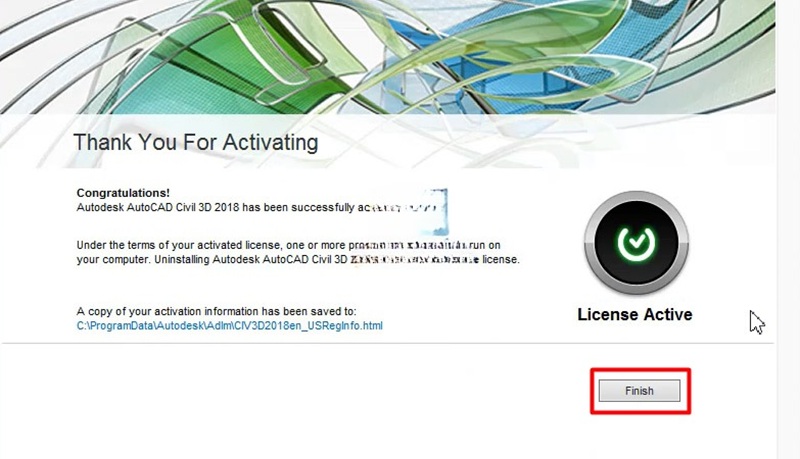 Nhấn Finish để hoàn tất quá trình kích hoạt Nhấn Finish để hoàn tất quá trình kích hoạt