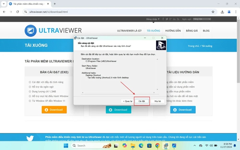 Nhấn “Install” để bắt đầu quá trình cài đặt Nhấn “Install” để bắt đầu quá trình cài đặt