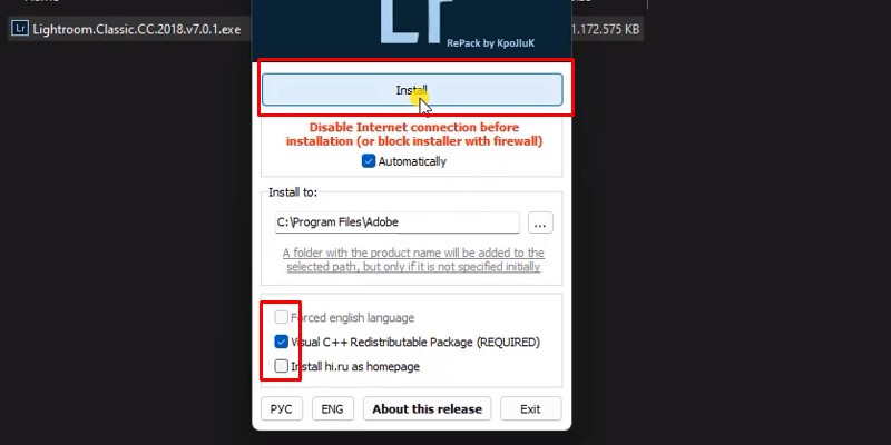 Nhấn vào ô Visual C++ Redistributable Package và bấm Install