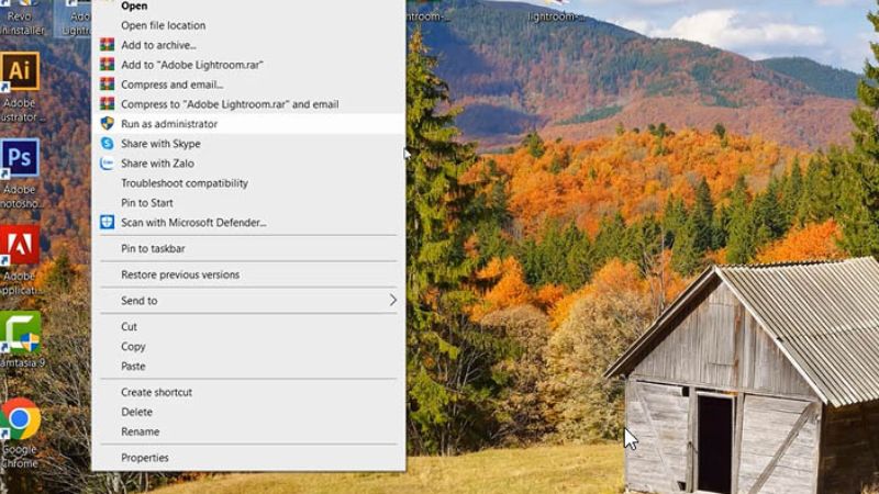 Nhấp chuột phải vào biểu tượng ngoài màn hình chọn Run as administrator Nhấp chuột phải vào biểu tượng ngoài màn hình chọn Run as administrator