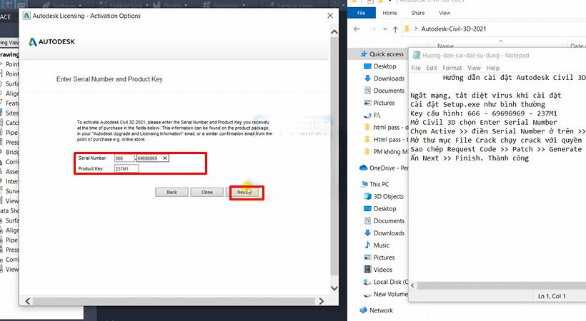 Nhập một trong các mã Serial vào các ô như trên ảnh Nhập một trong các mã Serial vào các ô như trên ảnh