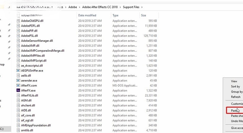 Paste tệp amtemu.v0.9.2-painter vào thư mục After Effects 2018 Paste tệp amtemu.v0.9.2-painter vào thư mục After Effects 2018