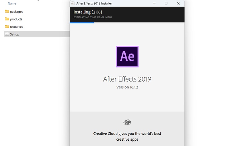 Quá trình cài After Effects 2019 mất vài phút Quá trình cài After Effects 2019 mất vài phút