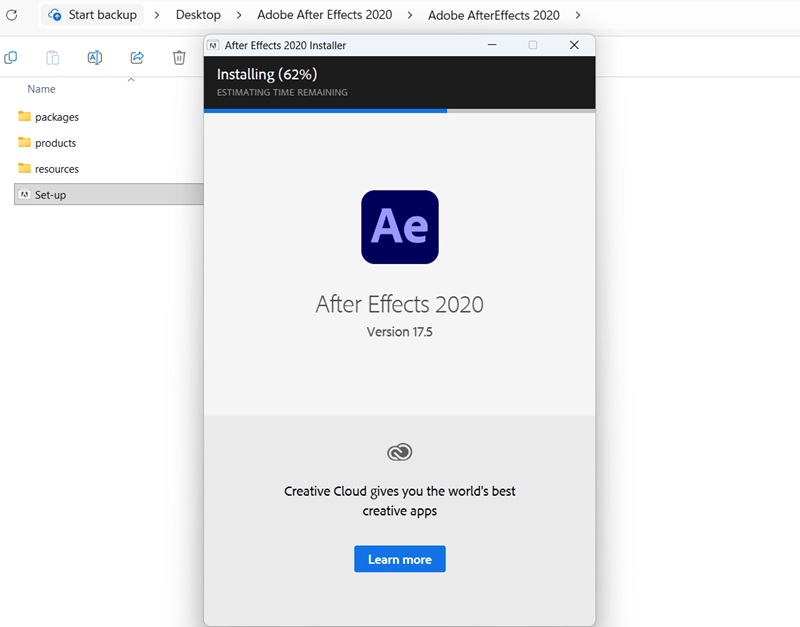 Quá trình cài After Effects 2020 mất vài phút Quá trình cài After Effects 2020 mất vài phút