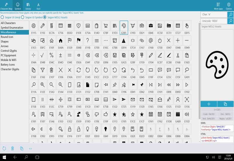 Mở Character Map từ Start Menu để xem các ký tự đặc biệt