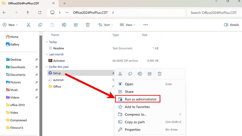 Chạy File Setup.exe dưới quyền quản trị viên Chạy File Setup.exe