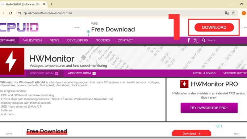 Tải phần mềm CPUID HWMonitor