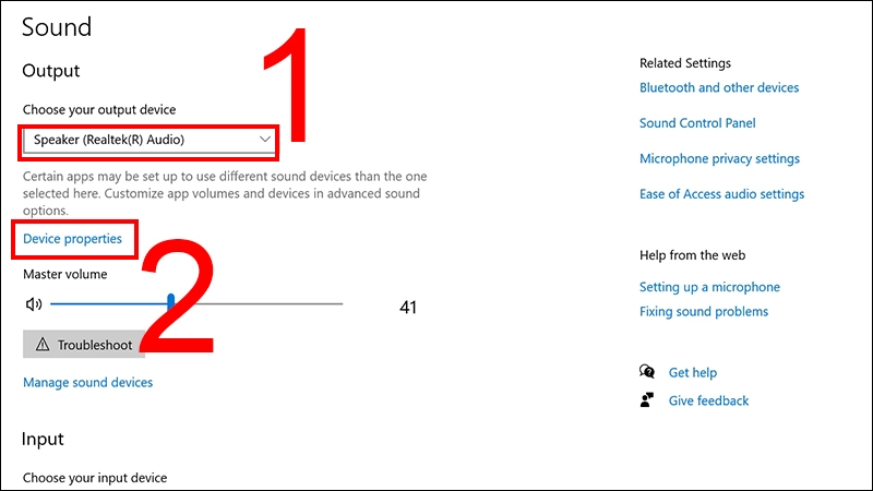 Bấm vào Speaker và nhấn vào Thuộc tính thiết bị Chọn mục Speaker và nhấn vào Thuộc tính thiết bị