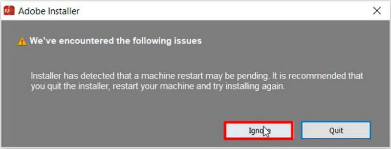 Nếu có thông báo, chọn Ignore để bỏ qua lỗi không quan trọng Nếu có thông báo, chọn Ignore để bỏ qua lỗi không quan trọng