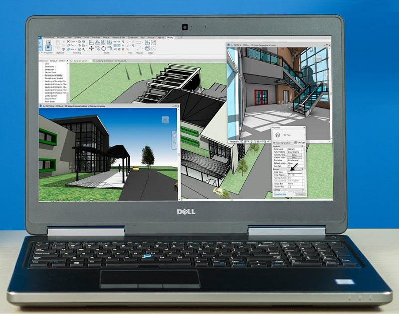 Laptop Dell Precision 7520 4K thiết kế thanh lịch, với các đường nét bo tròn tinh tế và chắc chắn