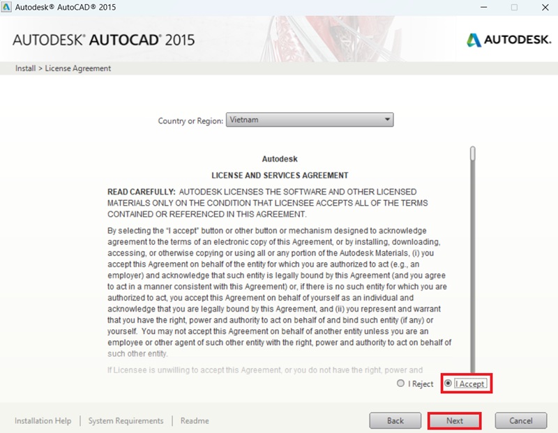 Chọn "I Accept" để đồng ý điều khoản, rồi nhấn "Next" để tiếp tục Chọn "I Accept" để đồng ý điều khoản, rồi nhấn "Next" để tiếp tục