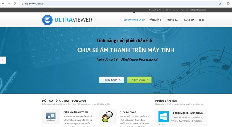 Truy cập trang chủ chính thức của Ultra Viewer Truy cập trang chủ chính thức của Ultra Viewer