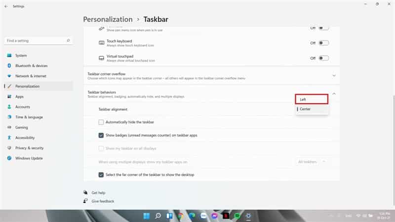 Hướng dẫn tùy chỉnh vị trí icon trên thanh Taskbar Windows 11