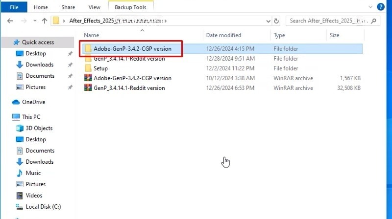 Vào thư mục Adobe-GenP-3.4.2 để kích hoạt After Effects 2025 Vào thư mục Adobe-GenP-3.4.2 để kích hoạt After Effects 2025
