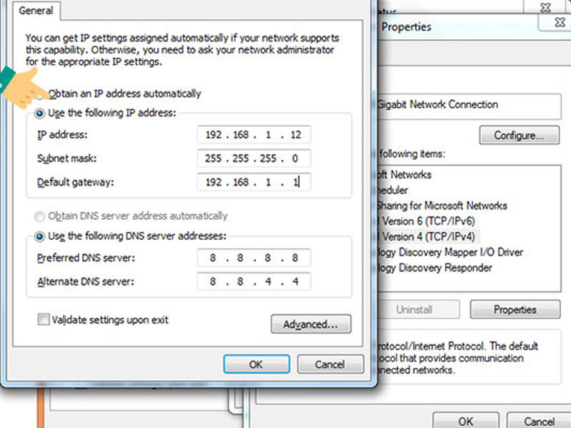 Thiết lập địa chỉ IP tĩnh