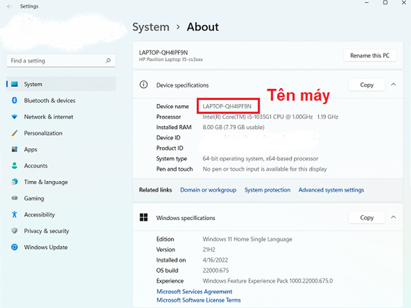 Màn hình xuất hiện bảng thông tin có tên máy Xuất hiện bảng thông tin có tên máy