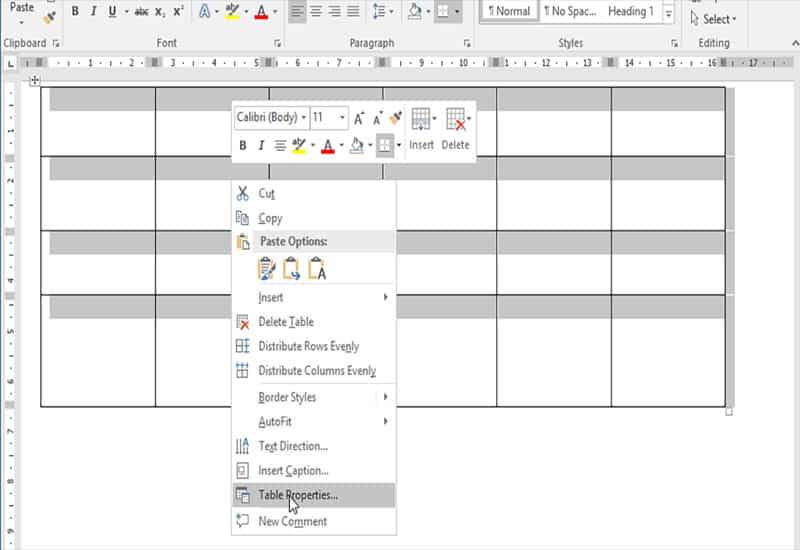 Xóa khoảng trắng sau bảng trong Word bằng phím Delete